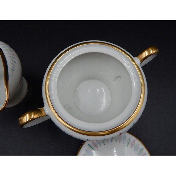 Edelstein Bavaria Contessa Sugar And Creamer Gold Trim 19673 Feather Germany - Picture 5 of 11